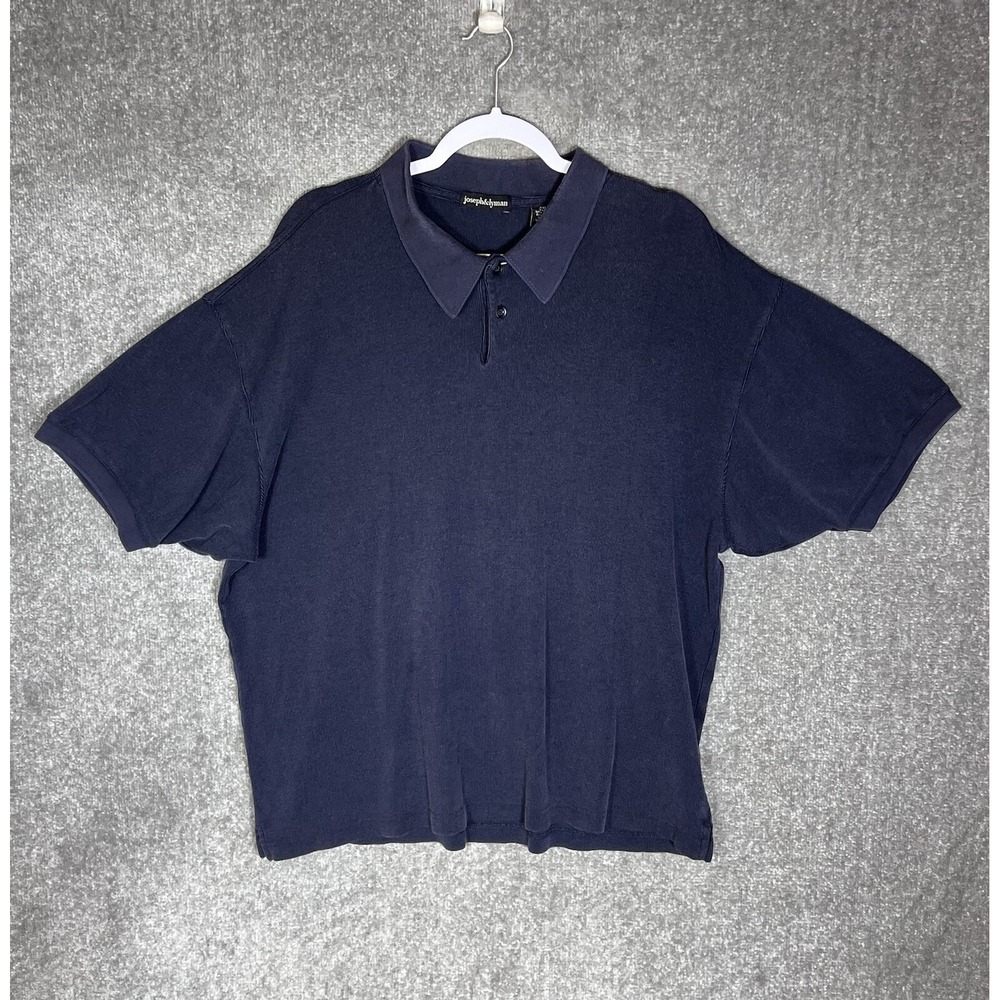 Joseph & Lyman Polo Shirt Mens Size XXL Blue Ribbed Short Sleeve Cotton Rayon